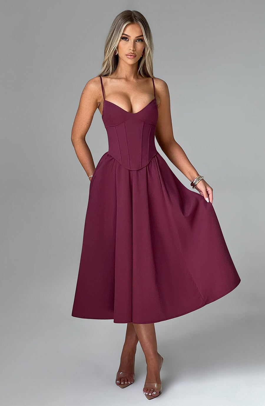 Zora Midi Dress – Cherry Lacquer