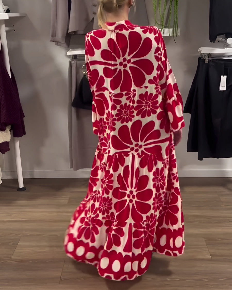 Marielle™ Elegant Printed Maxi Dress in Red