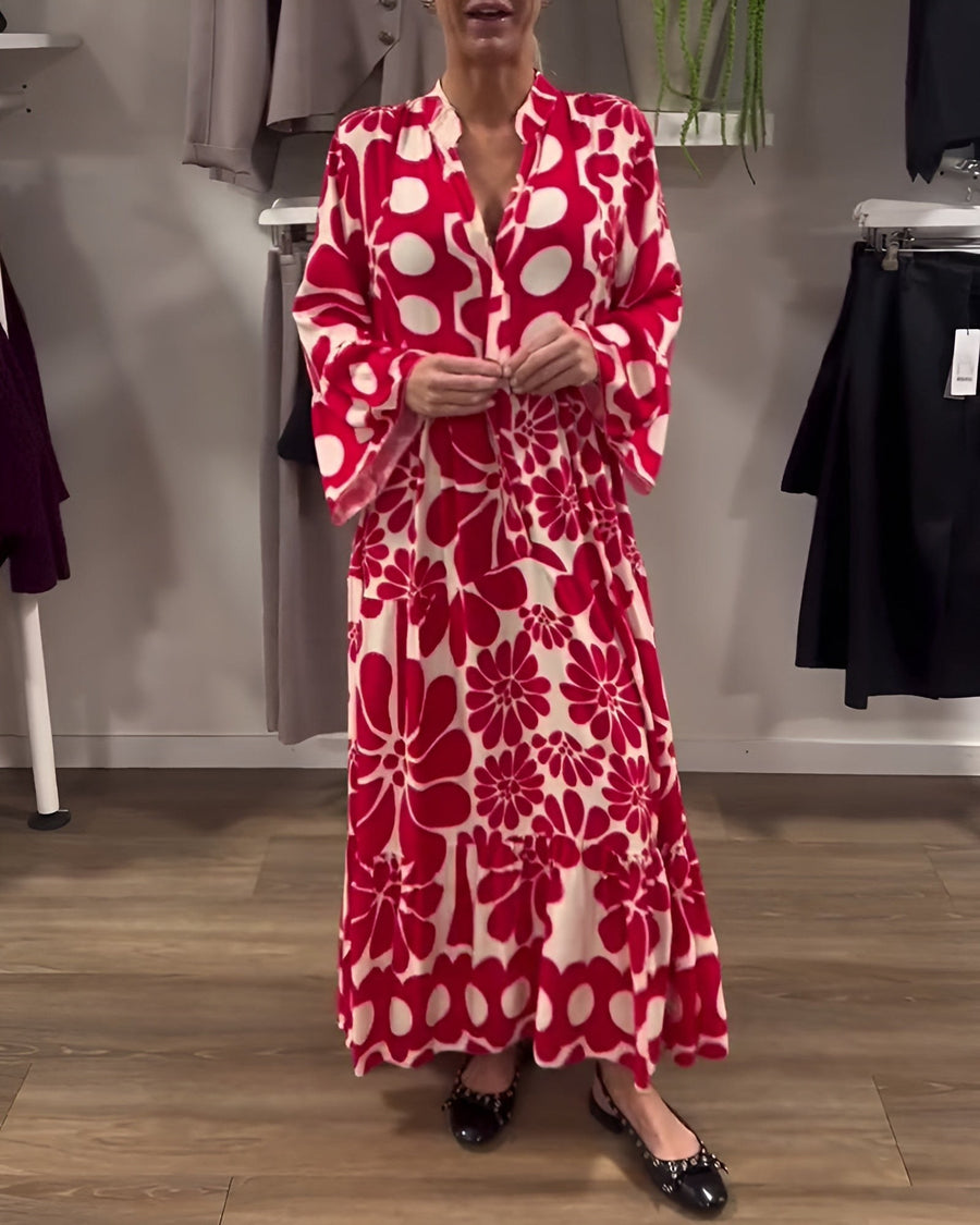 Marielle™ Elegant Printed Maxi Dress in Red