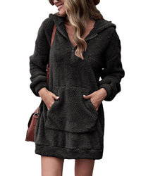 Marisol Dress with Zip Front and Pockets in Black