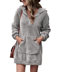 Marisol Dress with Zip Front and Pockets in Grey
