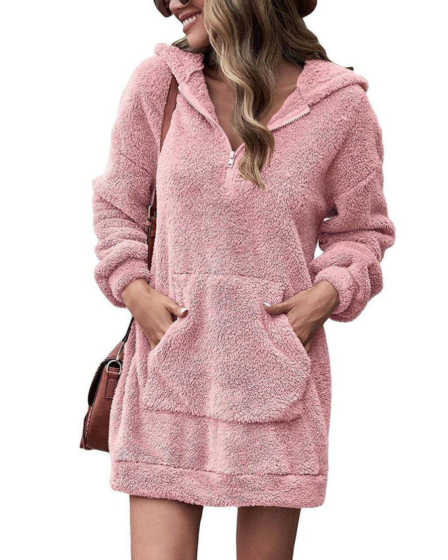 Marisol Dress with Zip Front and Pockets in Pink