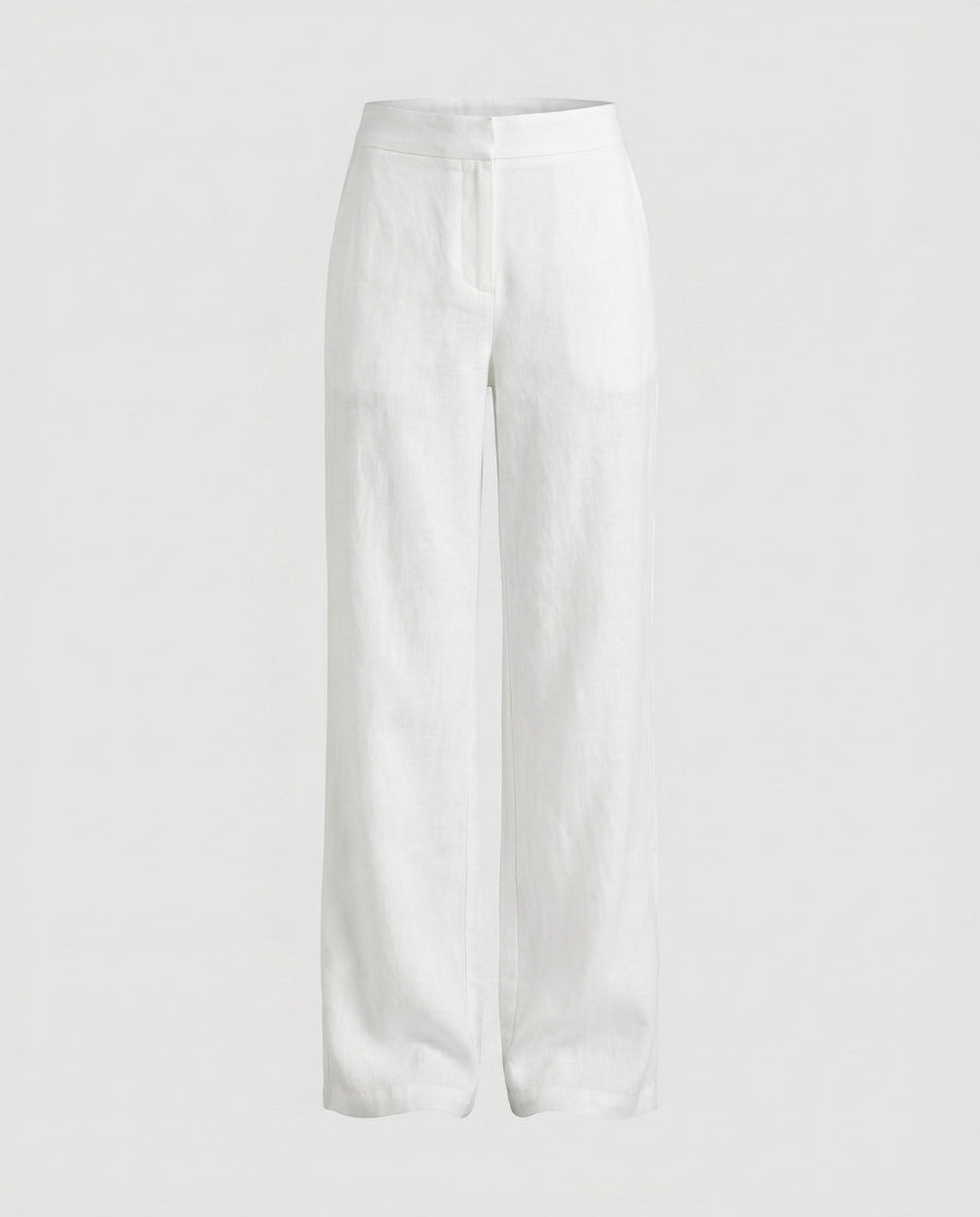 Marisol Elegant Linen Trousers with Pockets in White