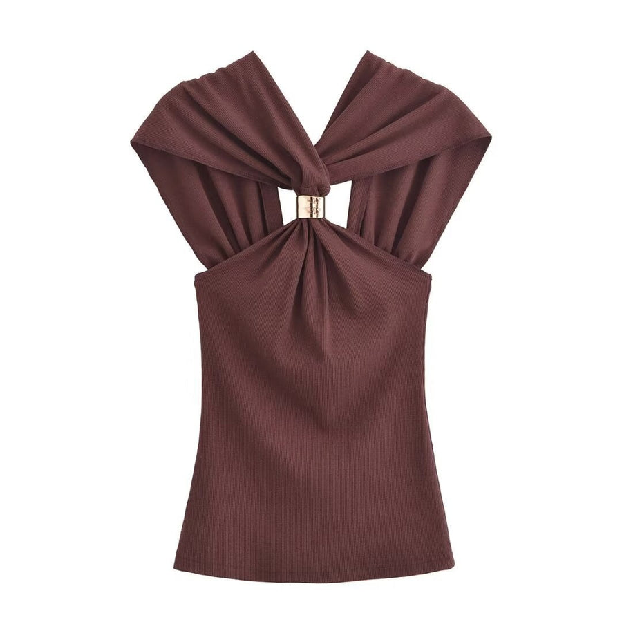 Marisol Elegant Top in Brown
