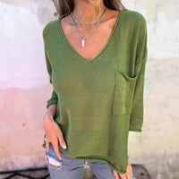 Marisol Sweater with V-Neck in White