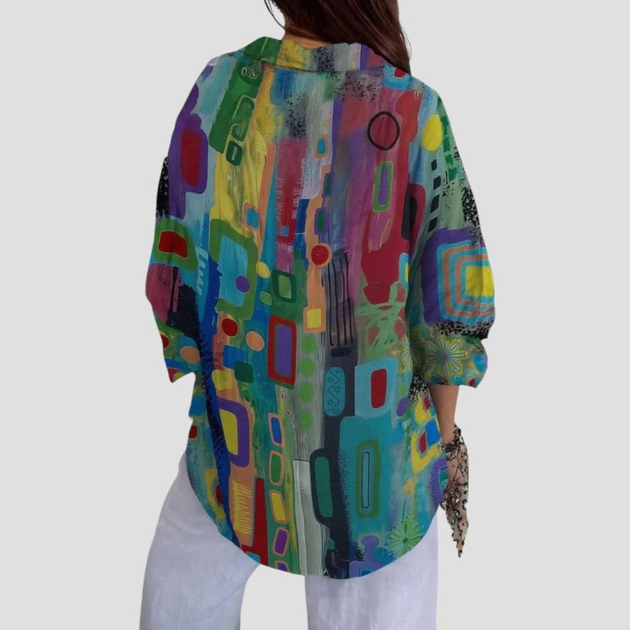 Marjorie™ Elegant Blouse with Geometric Pattern