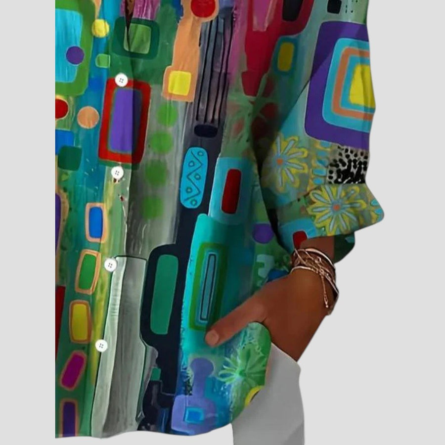 Marjorie™ Elegant Blouse with Geometric Pattern