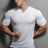 Mark Ribbed Knit V-Neck Shirt in Pearl