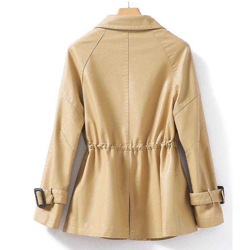 Marlo Sheepskin Leather Jacket in Beige