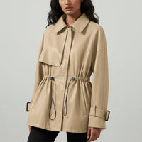 Marlo Sheepskin Leather Jacket in Beige
