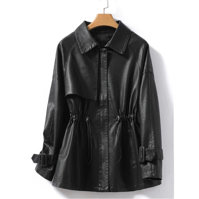 Marlo Sheepskin Leather Jacket in Charcoal