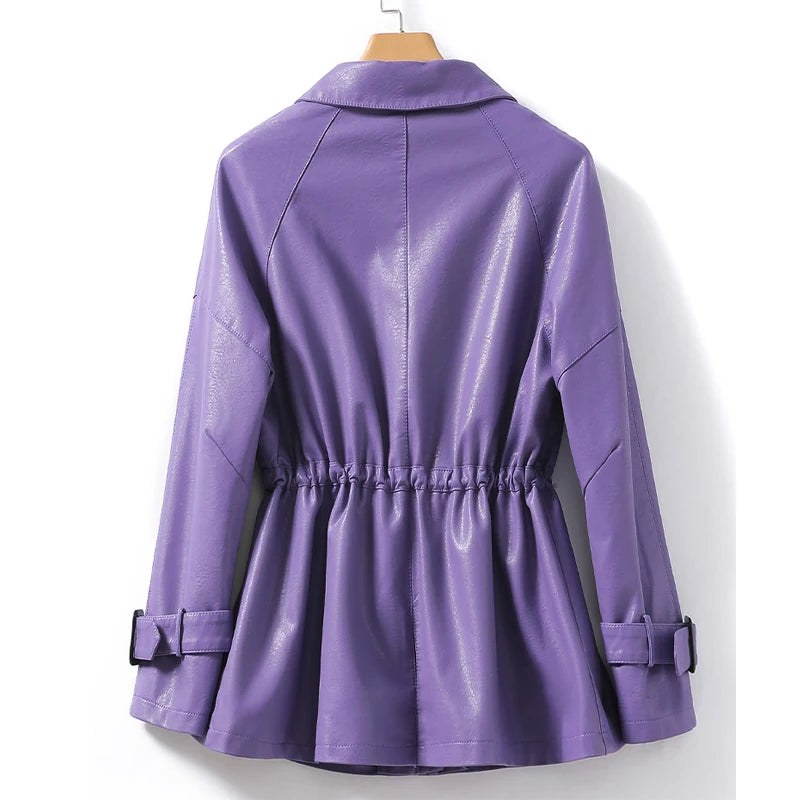 Marlo Sheepskin Leather Jacket in Lavender