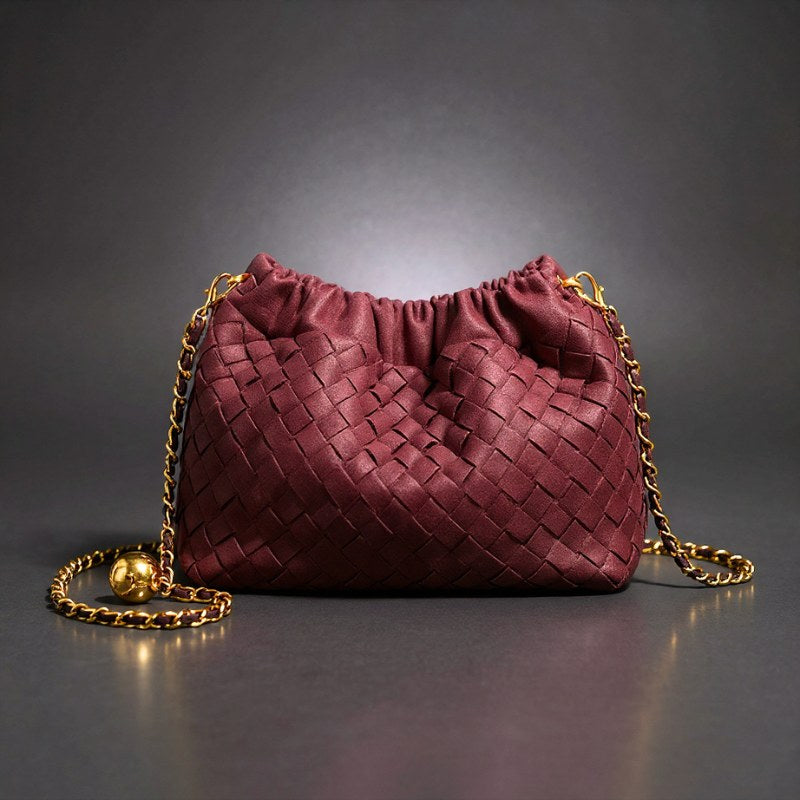 Marlo Woven Mini Shoulder Bag in Cabernet
