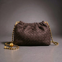Marlo Woven Mini Shoulder Bag in Espresso Brown