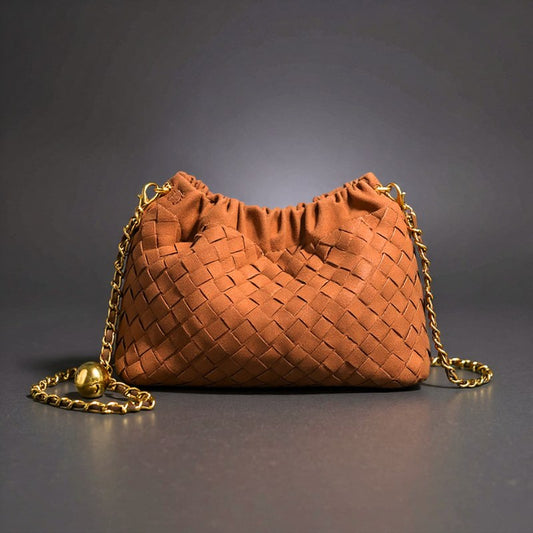 Marlo Woven Mini Shoulder Bag in Sienna Brown