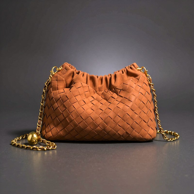 Marlo Woven Mini Shoulder Bag in Sienna Brown