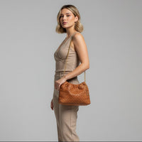Marlo Woven Mini Shoulder Bag in Slate Gray