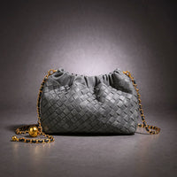 Marlo Woven Mini Shoulder Bag in Slate Gray