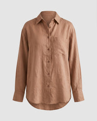 Marlowe Casual Linen Blouse with Oversized in Hellkaramell