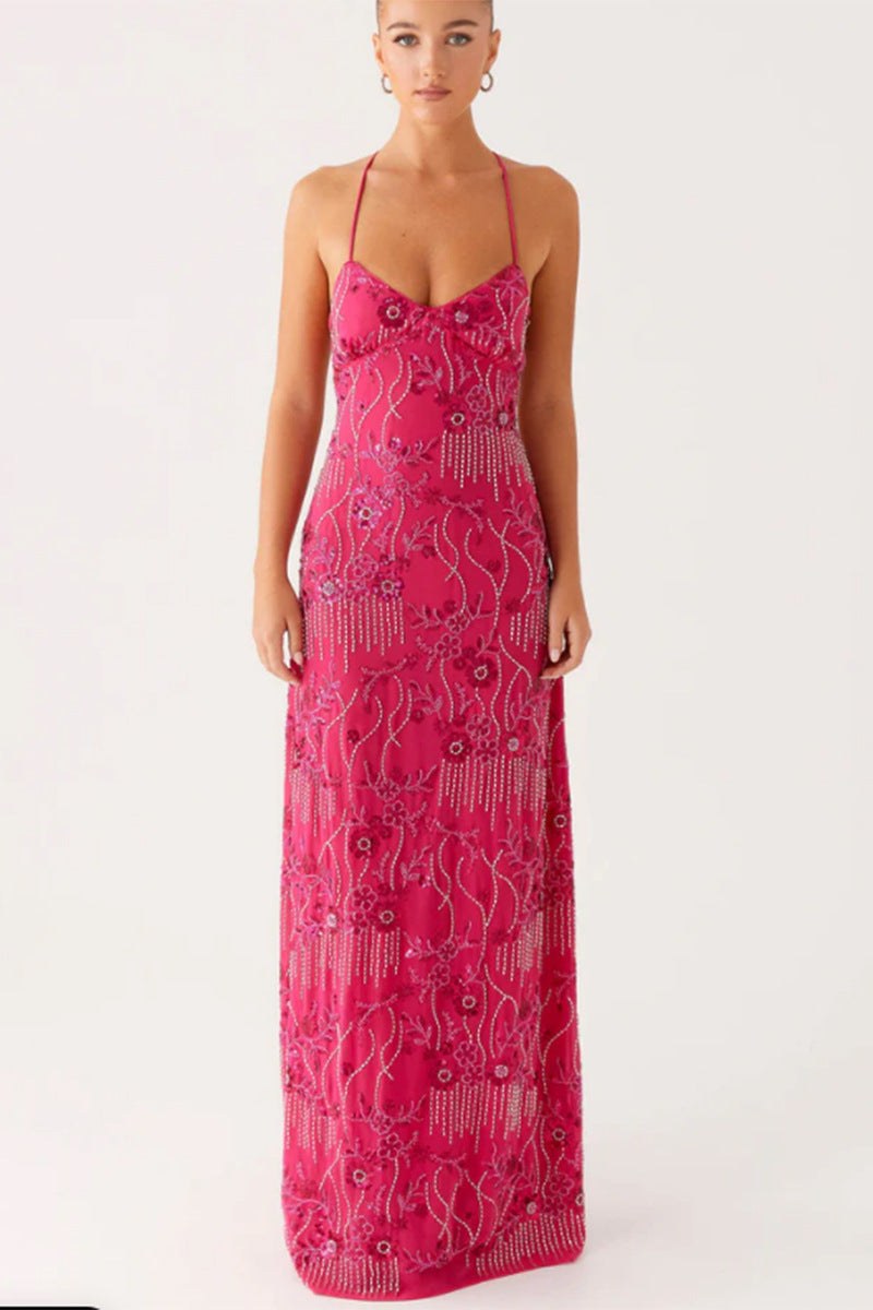 Marlowe Elegant Maxi Dress in Magenta