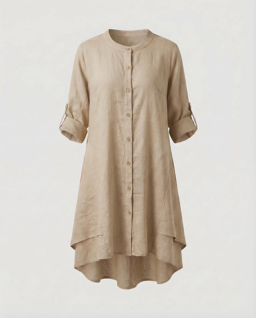 Marlowe Linen Midi Dress in Apricot