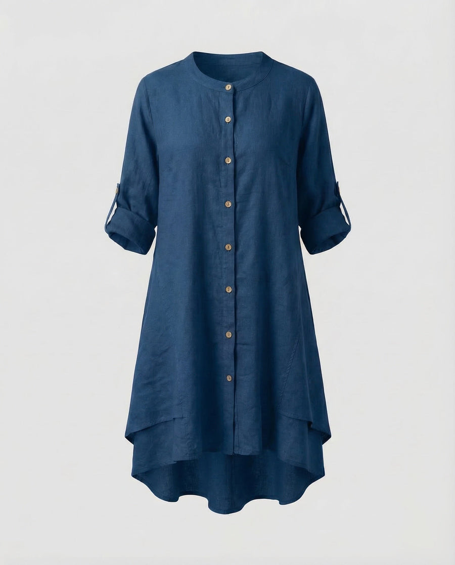 Marlowe Linen Midi Dress in Blue