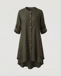 Marlowe Linen Midi Dress in Grey