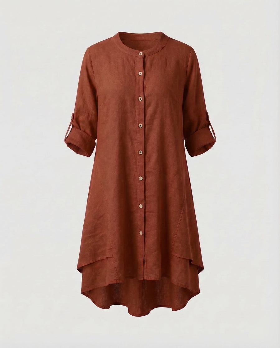 Marlowe Linen Midi Dress in Orange