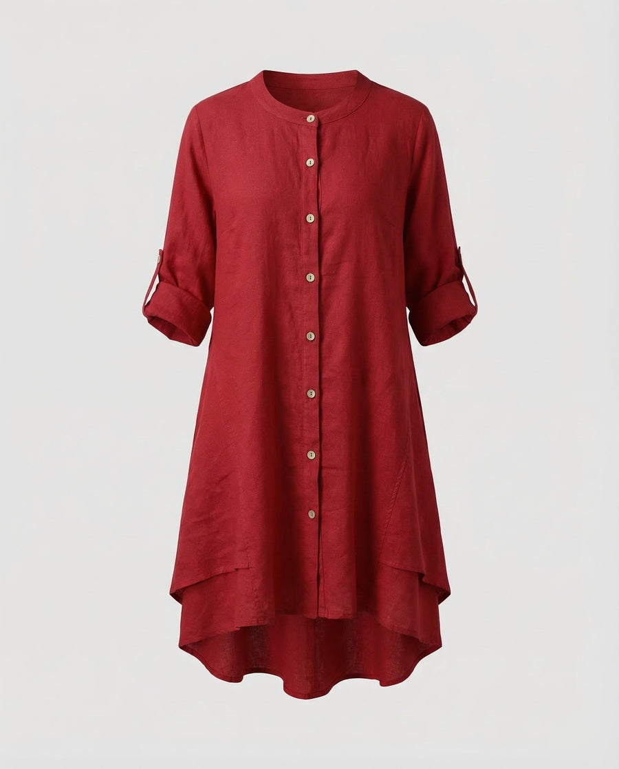 Marlowe Linen Midi Dress in Red
