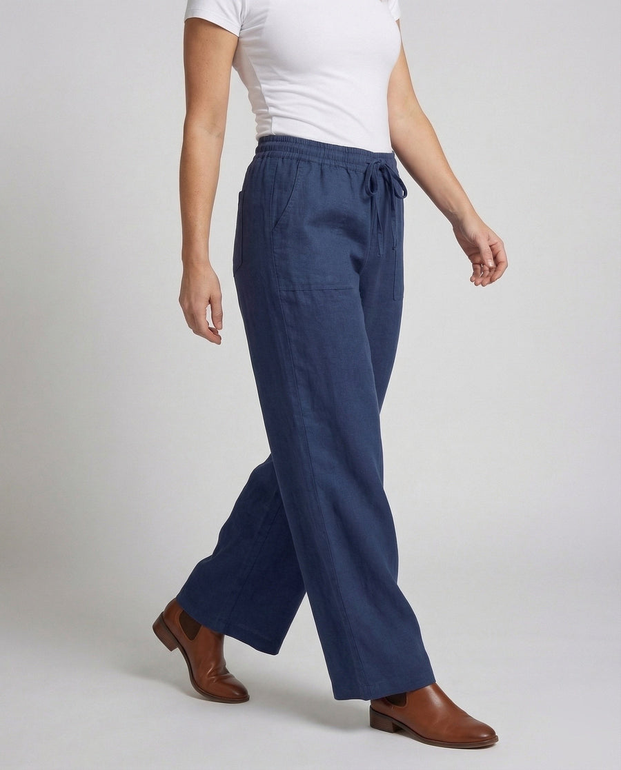 Marlowe Linen Trousers with Drawstring Waist