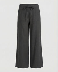Marlowe Linen Trousers with Drawstring Waist in Black