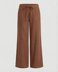 Marlowe Linen Trousers with Drawstring Waist in Brown