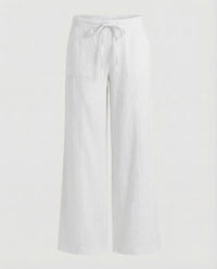 Marlowe Linen Trousers with Drawstring Waist in White