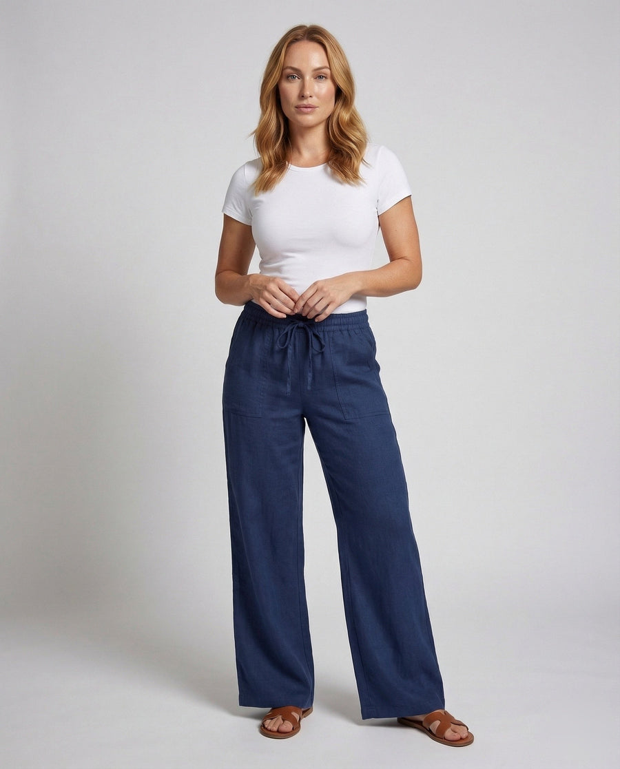 Marlowe Linen Trousers with Drawstring Waist