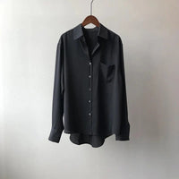 Marlowe Women's Long Sleeve Button-Up Blouse in Black