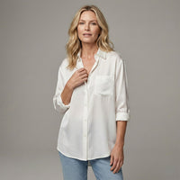 Marlowe Women's Long Sleeve Button-Up Blouse in White
