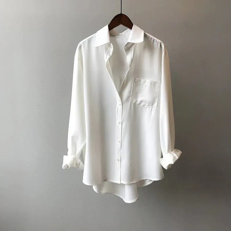 Marlowe Women's Long Sleeve Button-Up Blouse in White