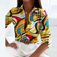 Clio | Satin Geometric Print Button-Down Blouse