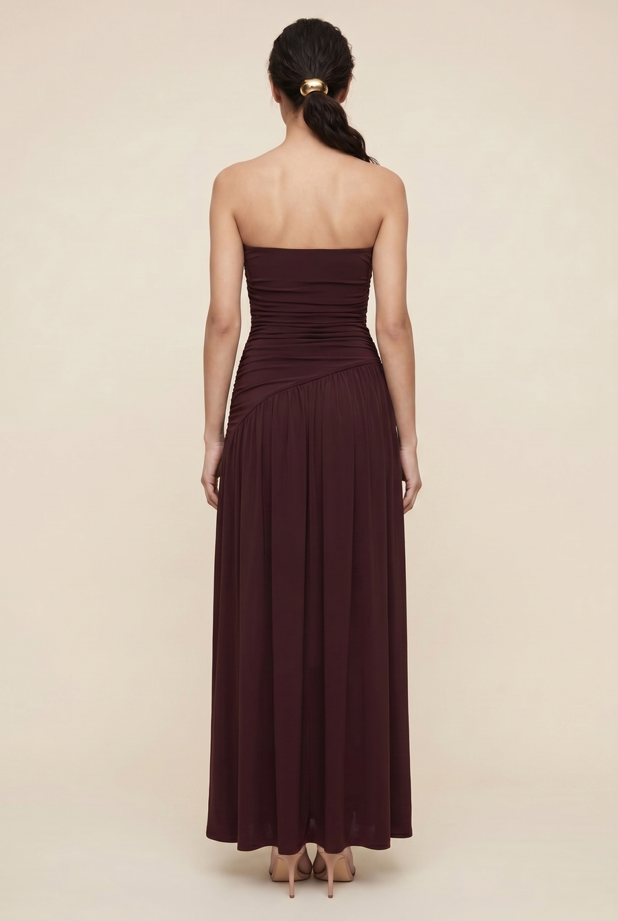 Maroon Maxi Dress in Pale Blue