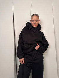 Marta Casual Set with Hood in Black