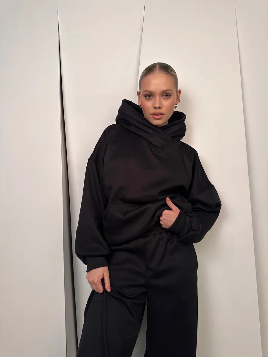 Marta Casual Set with Hood in Black