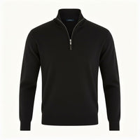 Marta Elegant Knit Sweater with Zip Front in Black