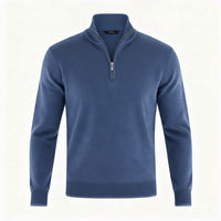Marta Elegant Knit Sweater with Zip Front in Blue
