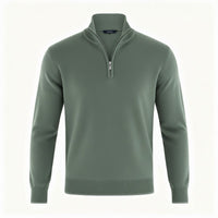 Marta Elegant Knit Sweater with Zip Front in Green
