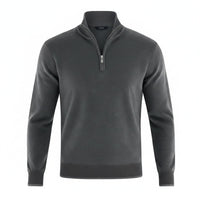 Marta Elegant Knit Sweater with Zip Front in Grey
