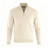 Marta Elegant Knit Sweater with Zip Front in Helles Braun
