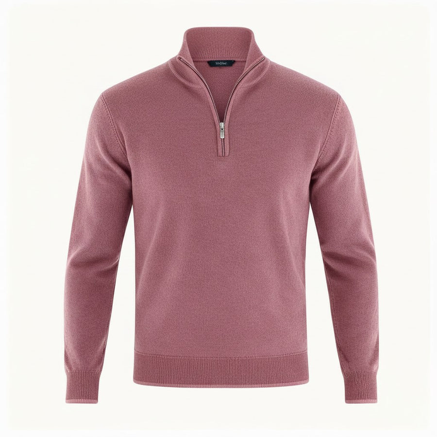 Marta Elegant Knit Sweater with Zip Front in Pink