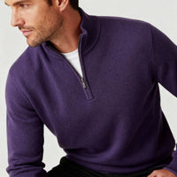 Marta Elegant Knit Sweater with Zip Front in Purple
