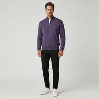 Marta Elegant Knit Sweater with Zip Front in Purple