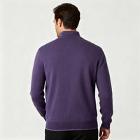 Marta Elegant Knit Sweater with Zip Front in Purple
